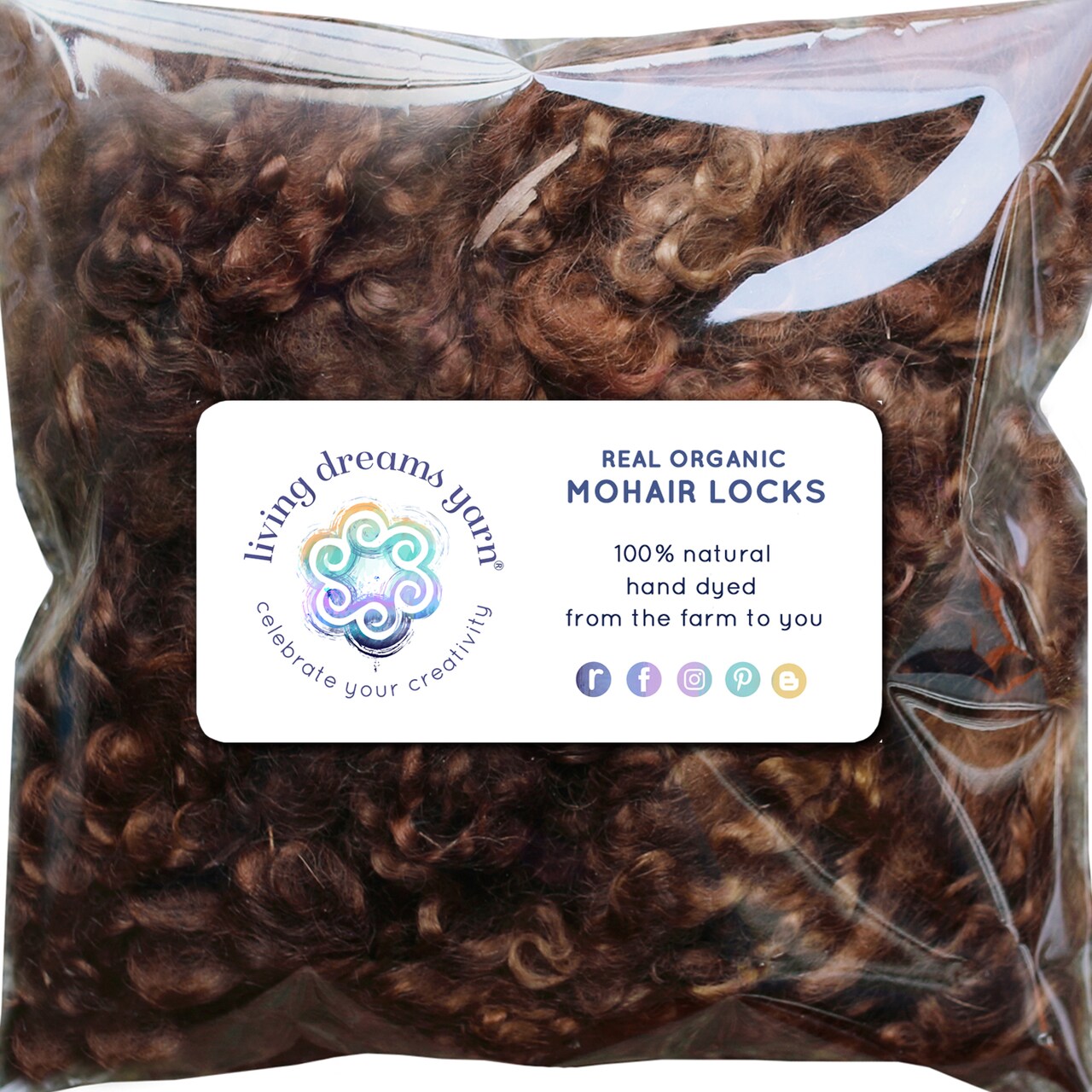BROWN MOHAIR LOCKS. Organic Hand-Dyed Curly Wool for Rooting Doll Hair, Felting, Blending, Spinning. 1oz